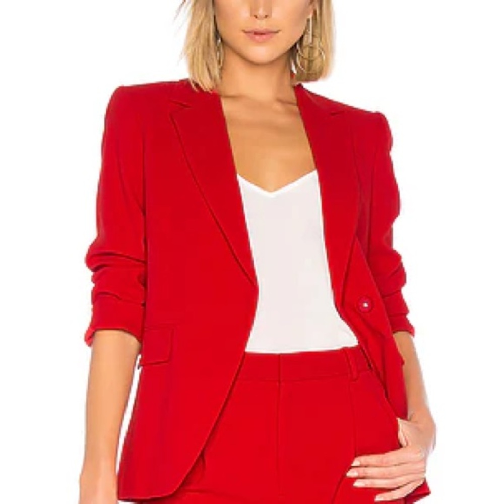 Alice & Olivia red Blazer measurements in photos